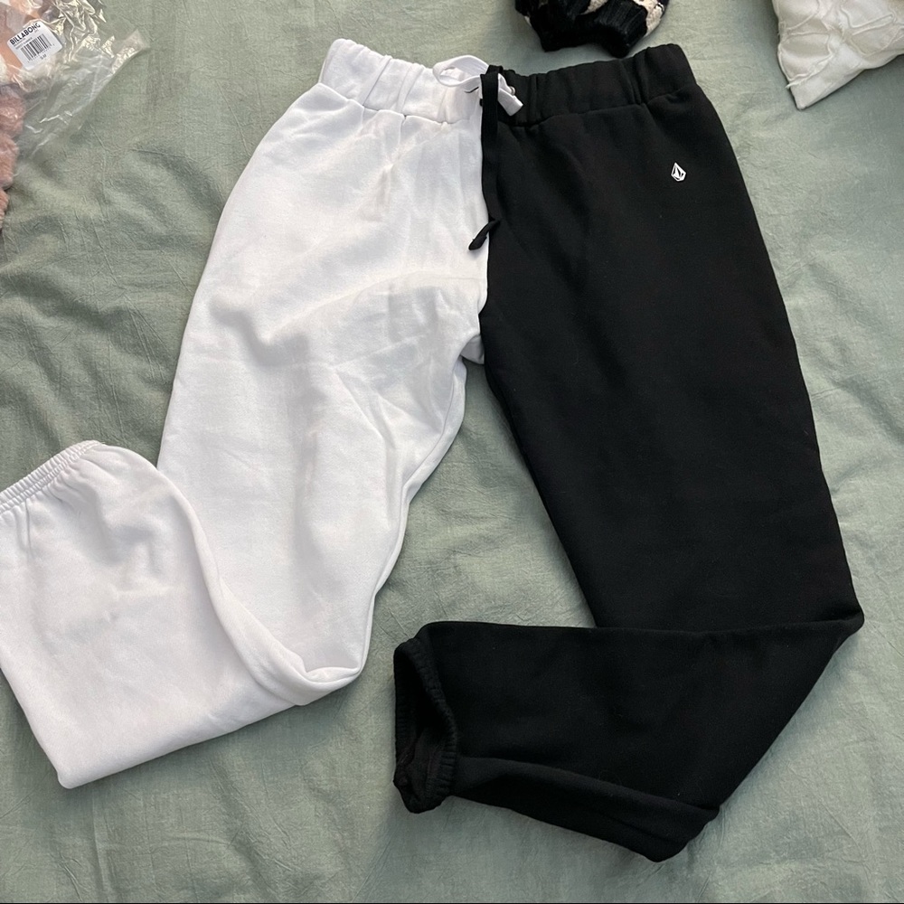 Volcom black and white split sweatpants
